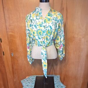 RACHEL Rachel Roy Peasant's Crop Blouse,Size Small,RN#88820